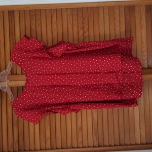 ELLE Red and White Polkadot Blouse